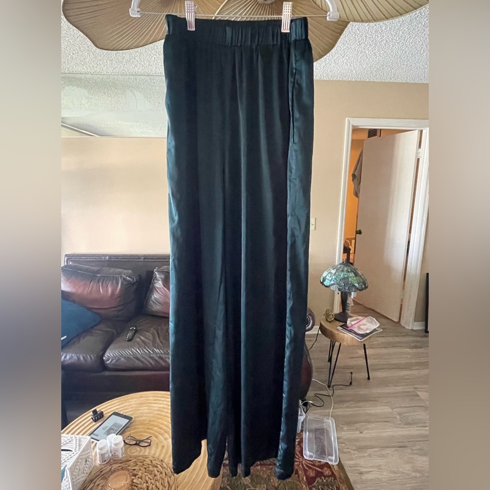 Showpo Satin Dark Green Pants
